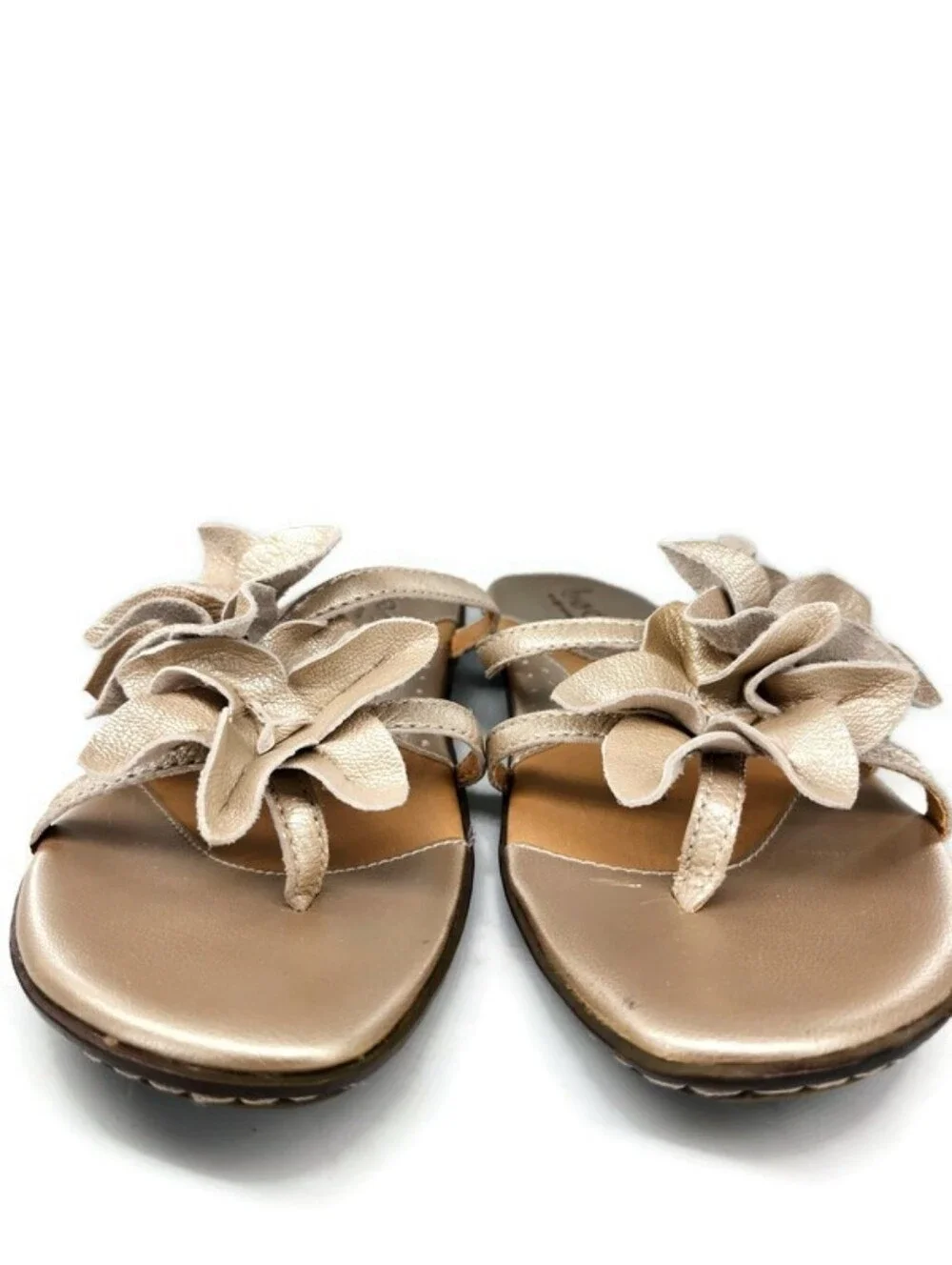 b.o.c. Born Hensley Pale Gold Floral Leather Strappy Flat Slide-On Sandals